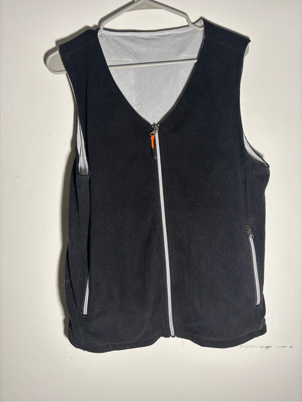 Amazon Black Fleece Heated Vest with White Trim